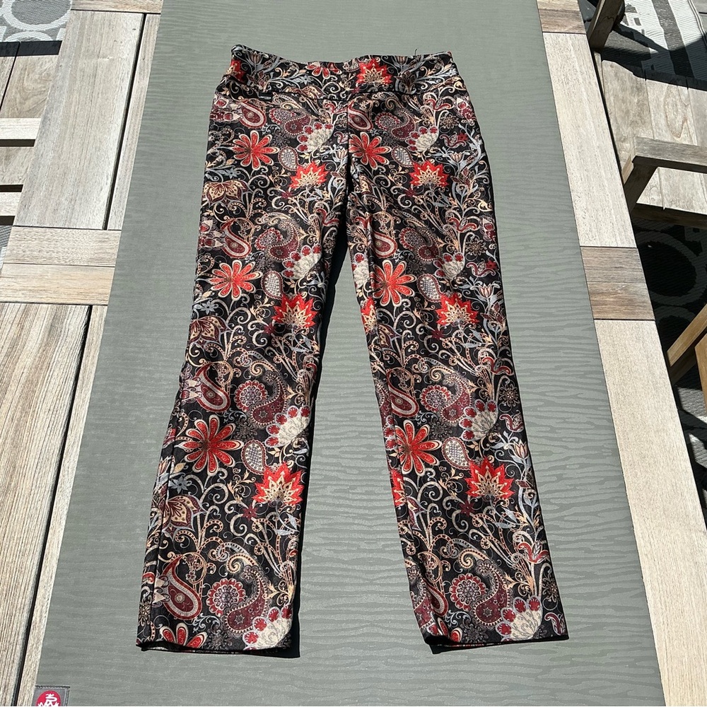 LISETTE Paisley Patterned Trousers with Gold Accents